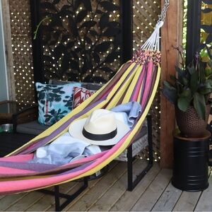 Cotton Striped Hammock, Handcrafted by local artisans in Ecuador.